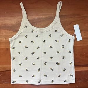 Arq Crop Tank, Yellow Calico Floral, S, NWT